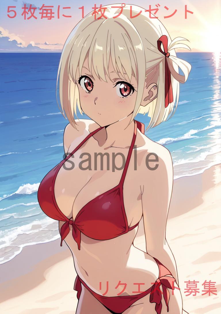 A4ポスター AI美女 アニメ リコリス・リコイル 錦木千束 イラスト 水着