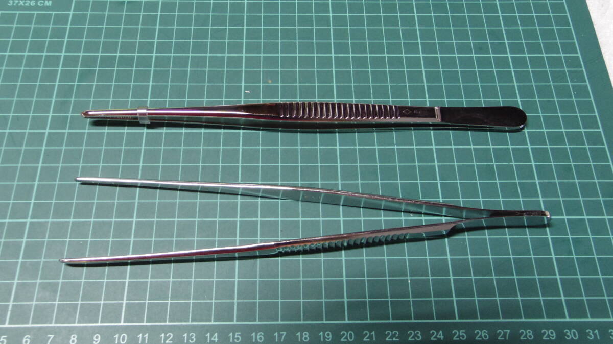 （25）新品　外科鑷子　23ｃｍ　無鈎　ピンセット　ミズホ製 2本セット（鉗子　持針器　剪刀　鈎　開創器）医療器具　外科　整形外科_4