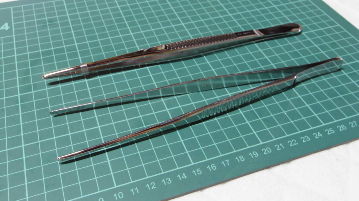 （25）新品　外科鑷子　23ｃｍ　無鈎　ピンセット　ミズホ製 2本セット（鉗子　持針器　剪刀　鈎　開創器）医療器具　外科　整形外科_6