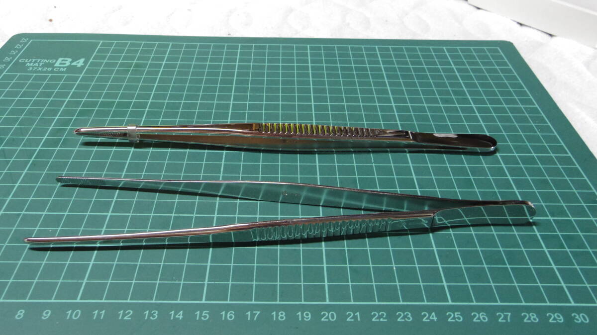 （25）新品　外科鑷子　23ｃｍ　無鈎　ピンセット　ミズホ製 2本セット（鉗子　持針器　剪刀　鈎　開創器）医療器具　外科　整形外科_7