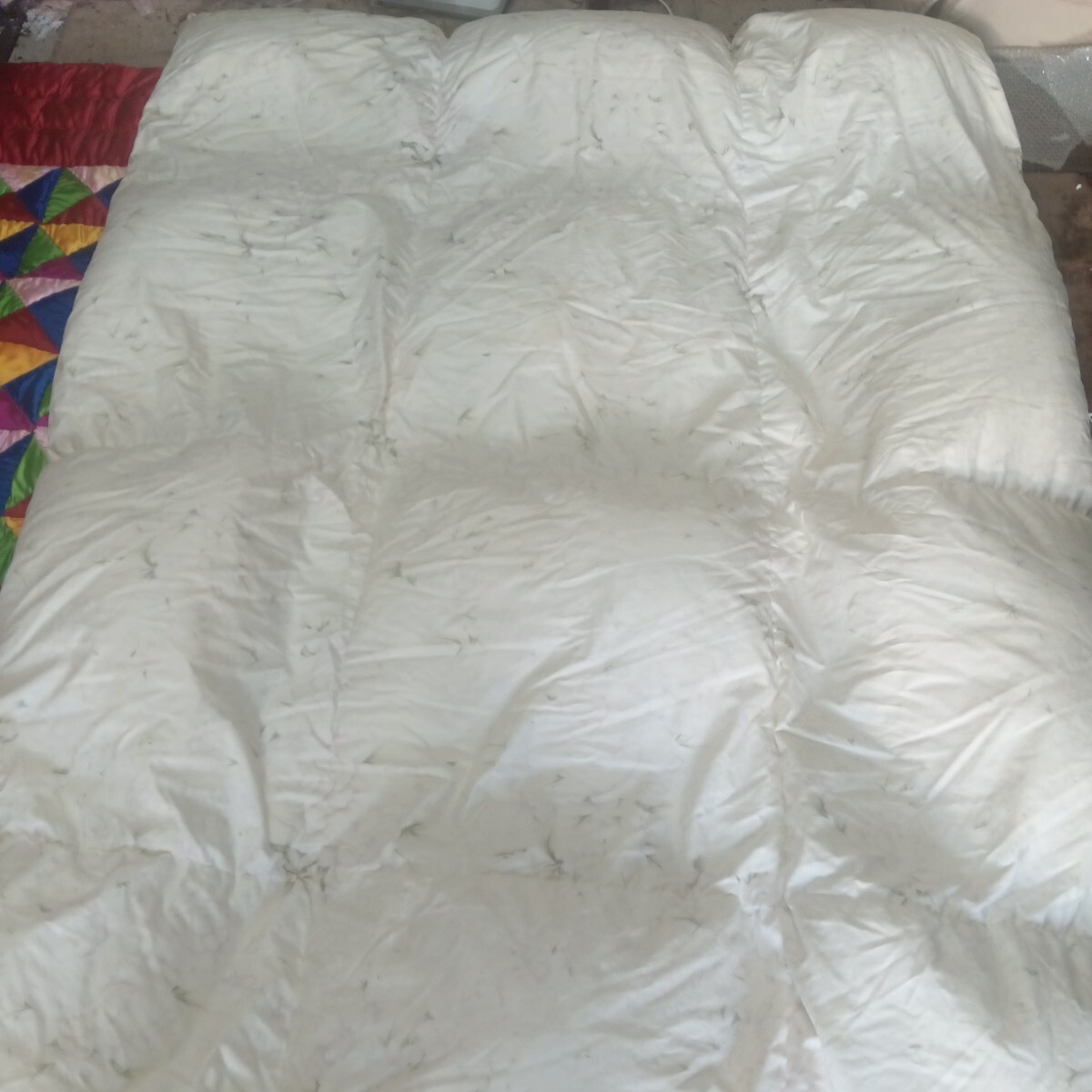 羽毛掛け布団　シングルサイズ　ダウン推定90%　中羽毛推定1.2㌔　中古品_1