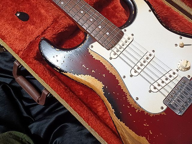 ☆PracticalCustom Relic Old Galaxy Red Strartocaster Select Capacitor and Belden Wier レリック ☆_3