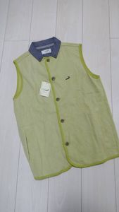 新品 クロコダイル M ★ 洗える 綿 ニット ベスト イエロー メンズ 未使用