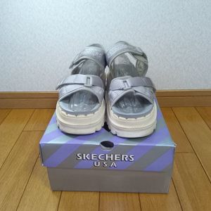 SKECHERS スケッチャーズ RIVER JAMMERS W8 (25cm) 厚底 シルバー マジックテープ サンダ