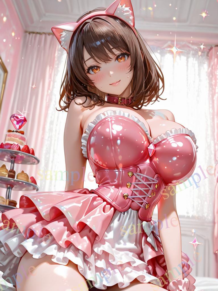 AIイラスト/A4ポスター/オリジナルキャラ/美女/美乳/美尻/同人/巨乳