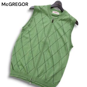 McGREGOR マクレガー 秋冬 ウール100％★ アーガイル柄 ダブルジップ ニット ベスト Sz.M