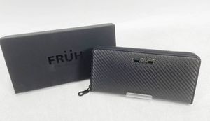 未使用 FRUH カーボン ラウンドファスナー 長財布 GL026 ブラック 箱付 牛革 フリュー 財