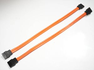 美品 SATAケーブル 24cm SATA3.0対応 両側ストレート ラッチなし 2本セット オレンジ