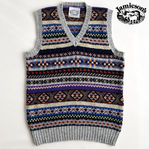 【極美品】ジャミーソンズ JAMIESON'S ウールベスト Ｖネックのフェアアイルベスト スコ