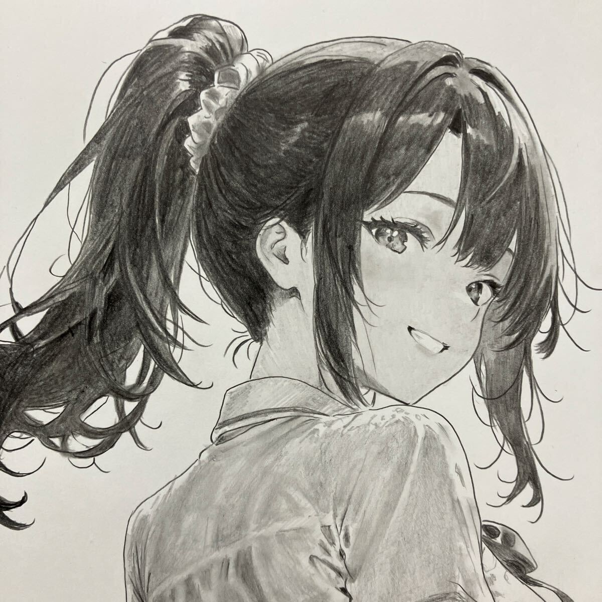 原画】 【風のイタズラ10】手描きイラスト 鉛筆画 A4 オリジナル