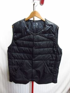 ワークマン フィールドコア　襟なしダウンベスト メンズLL XL 黒 ノーカラーダウンジャン