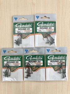 【廃盤品】がまかつ ラウンド25 #1ー0.9g 5本入×5袋セット 計25本 新品・未使用 バス釣