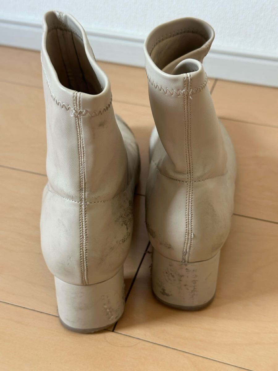 白 厚底 ショートブーツ YELLO PERFORATION SHORT BOOTS 厚底 ブーツ