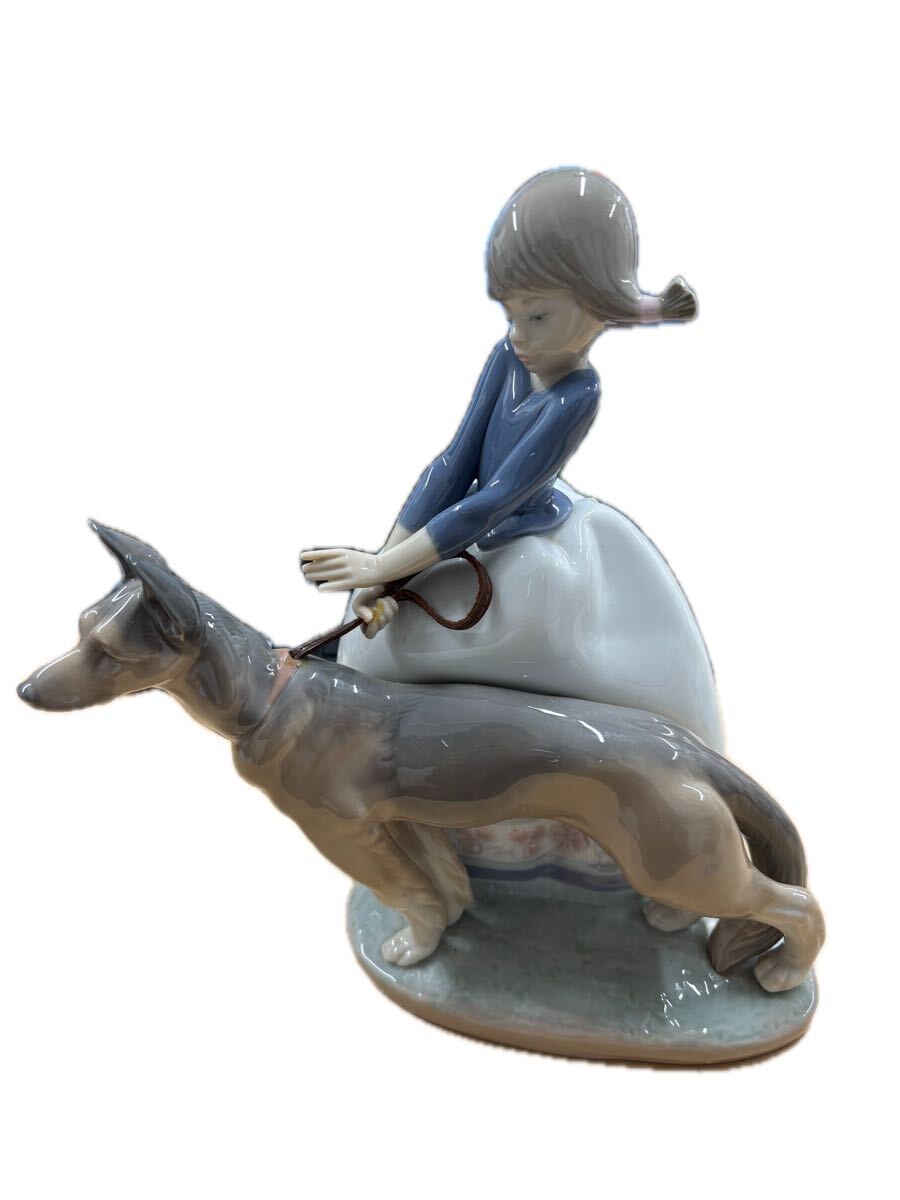 希少！美品！1円〜スタート LLADRO リヤドロ 少女と犬「そんなに急が