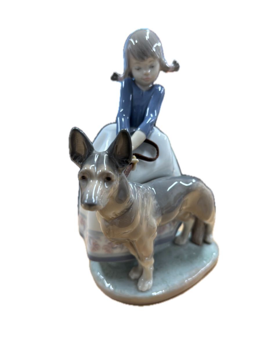 希少！美品！1円〜スタート LLADRO リヤドロ 少女と犬「そんなに急が