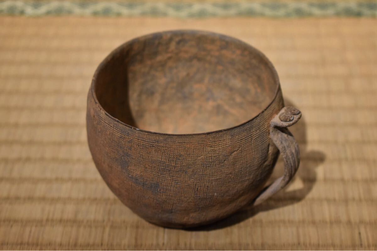 GE】M415【コレクター所蔵品】時代 須恵器手付杯/日本美術 発掘品 縄文