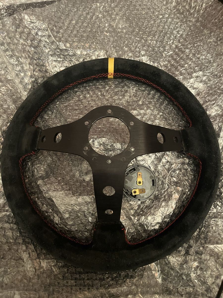 MOMO モモ スエード ディープステアリング 34.5 ホーン付き 旧車