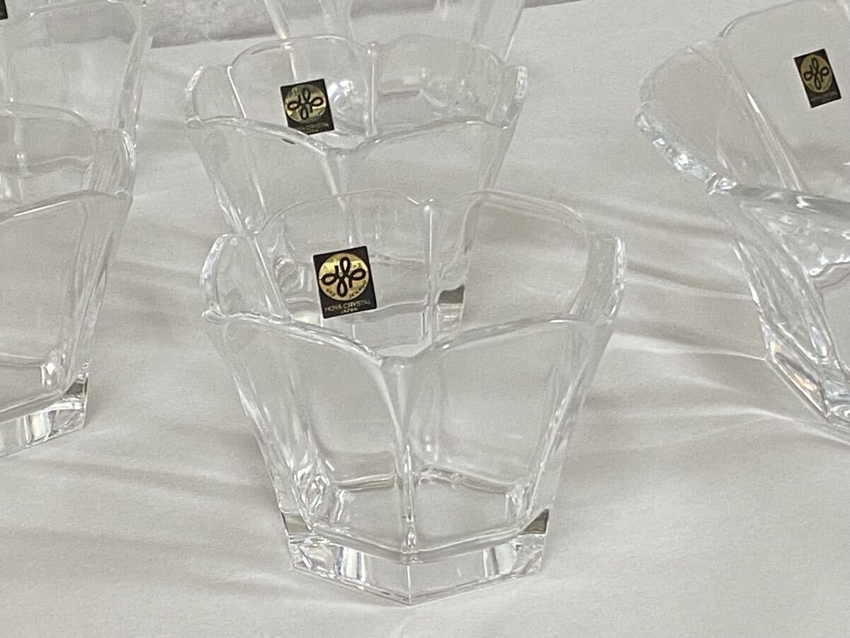 レトロ ガラス器 HOYA CRYSTAL クリスタル ガラスボウル セット