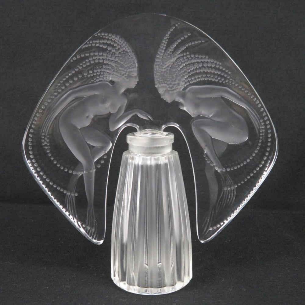 未使用品 ラリック LALIQUE クリスタル 香水瓶 薔薇 高さ約14cm