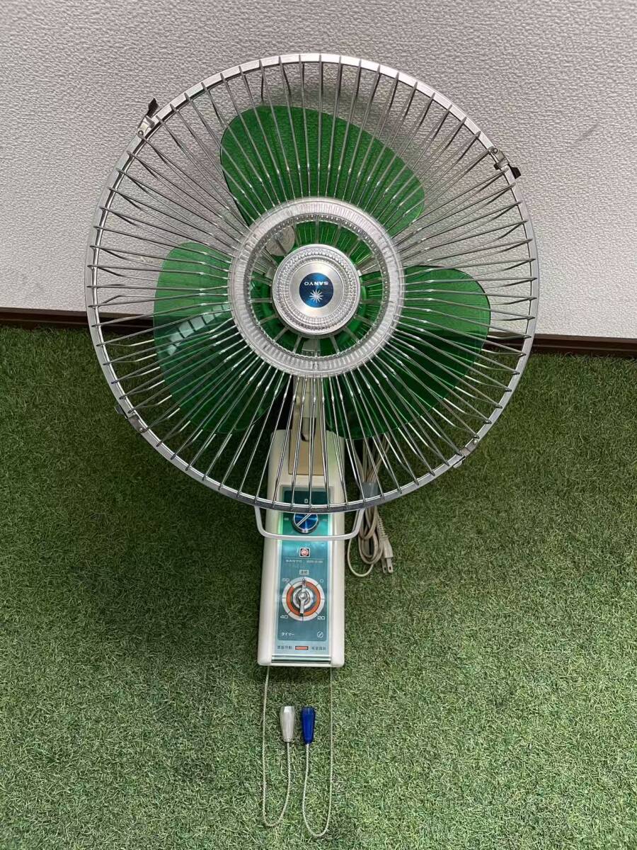 サンヨー レトロ 扇風機 EF-6BN 昭和レトロ SANYO EF-6BK 壁掛け扇風機 30cm グリーン羽根 Red Motor
