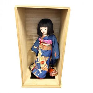 人形、キャラクタードール 市松人形 安冨 作 ガラスケース付 生き人形