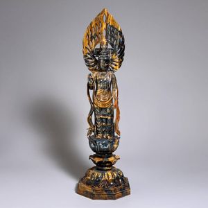 中国美術 時代 虎目石 タイガーアイ 女人彫刻像 仏像 唐木台付き 処分価格 虎目石彫刻の値段と価格推移は？｜1件の売買データから虎目石彫刻の