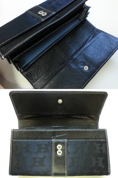 濱野皮革工藝HAMANOハマノ☆ジャガード織長財布/ブラック黒(長財布