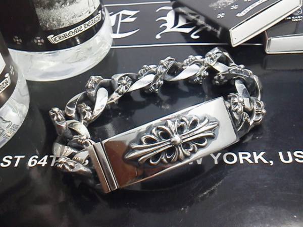 クロムハーツ ファンシー フローラルクロス ID ブレスレット_1