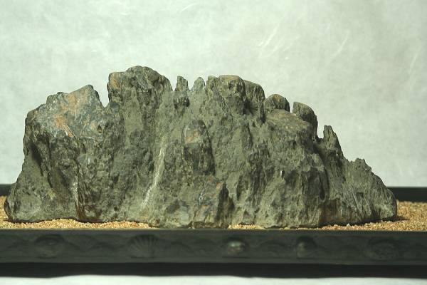 鳥取佐治川石 別誂青銅水盤　京都鞍馬砂　水石_1