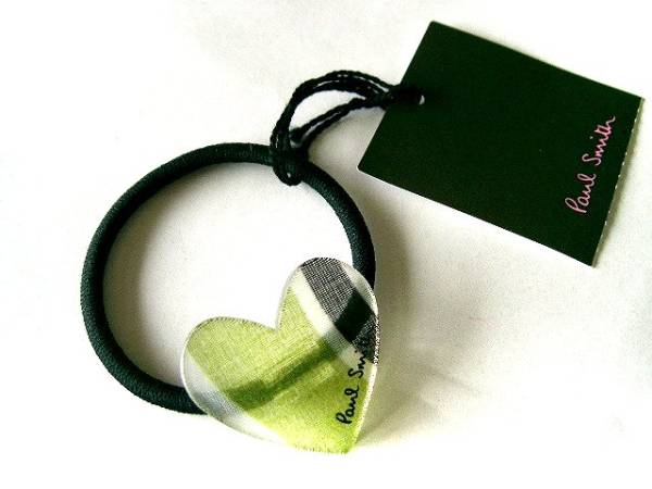 未使●ポールスミス☆キュートなハートアクリルゴム●グリーン系_1