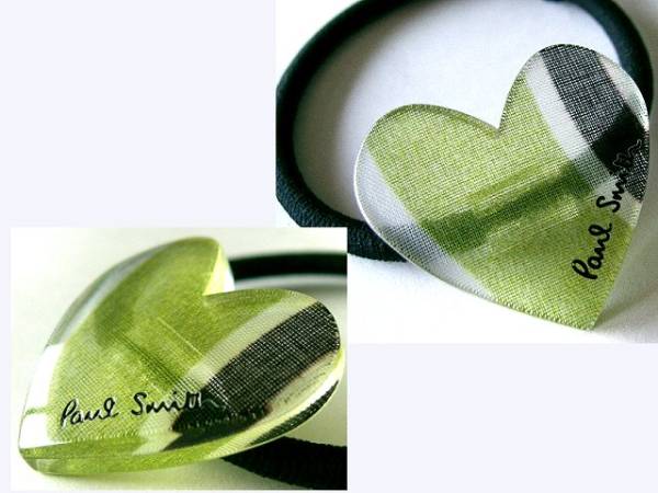 未使●ポールスミス☆キュートなハートアクリルゴム●グリーン系_2