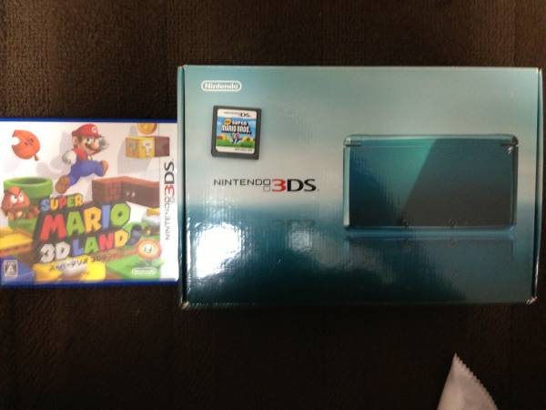 (中古)3DS]本体[アクアブルー]＋Newマリオ＋3Dランドセット_1