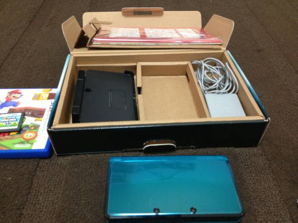 (中古)3DS]本体[アクアブルー]＋Newマリオ＋3Dランドセット_2