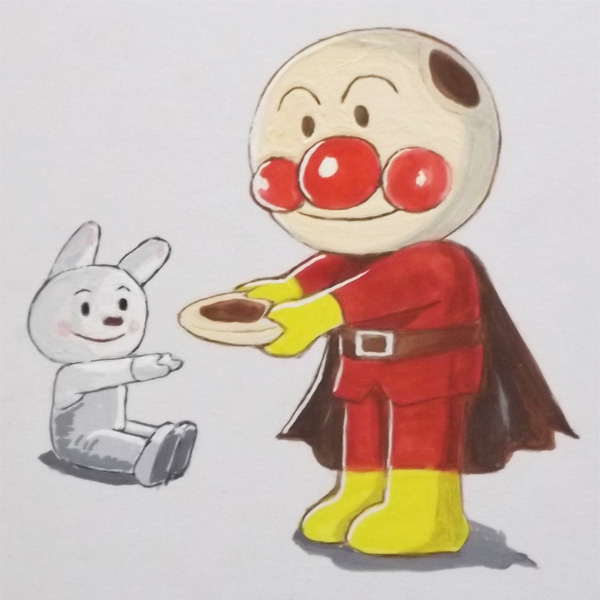 直筆イラスト入りサイン色紙 アンパンマン やなせたかし(サイン、直筆