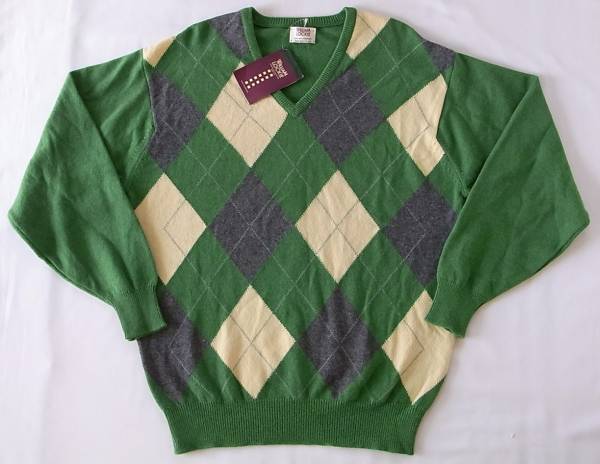 未使用品 WILLIAM LOCKIE アーガイル柄 Vネックニット 40