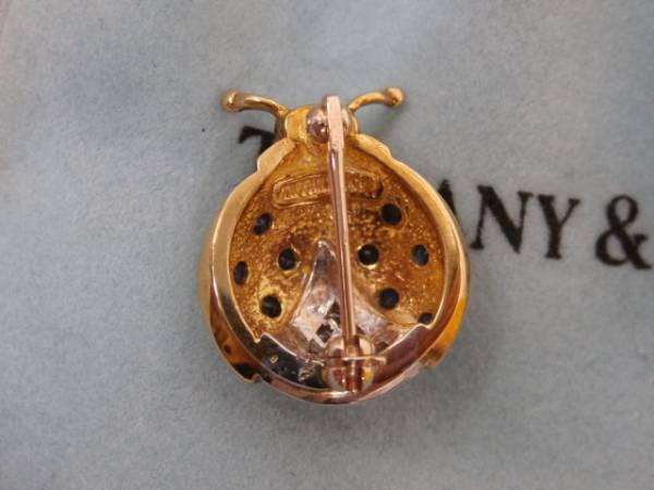 希少　TIFFANY&Co. てんとう虫サファイア ダイヤモンド 18Kブローチ ティファニー/K18/ダイヤ＆サファイア/てんとう虫/ブローチ/美品
