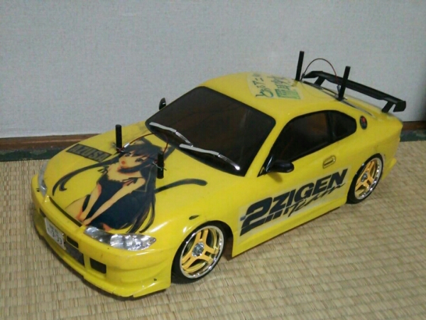 タミヤ1/10RCカーTT01本体[中古] S15シルビアあずにゃん痛車風(自動車