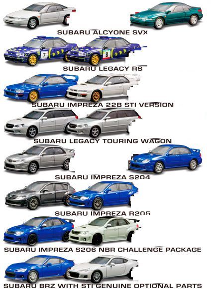 1/64 京商 スバルSUBARU セミコンプ 各車種2色計16台