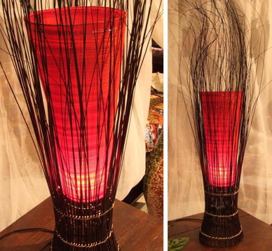 アジアン家具　バリ島　椰子の葉脈ランプ　９２ｃｍ　新品
