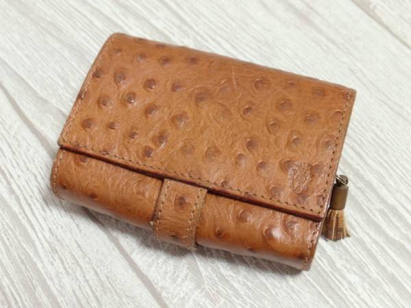 フェリージ Felisi◇オーストリッチ型押し二つ折り財布 #3500 茶(財布  
