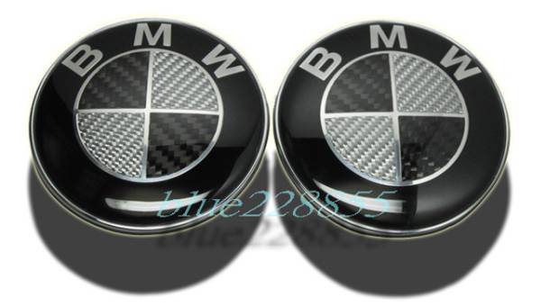 BMWカーボン黒銀エンブレム2枚E87E38E46E90F11E39E60F10E63X5等