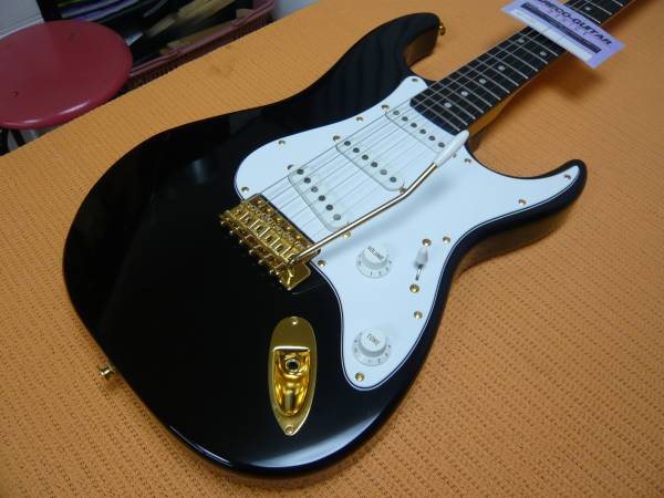 整備済み GRECO GP-650 ストラト 黒、ゴールドパーツ Sケース付(グレコ