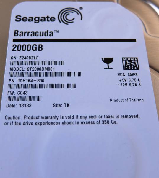 中古　Seagate ST2000DM001 [2TB]