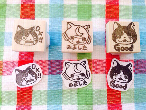 妖怪ウォッチ風消しゴムはんこ3点☆ハンドメイド☆文字変更可能_1