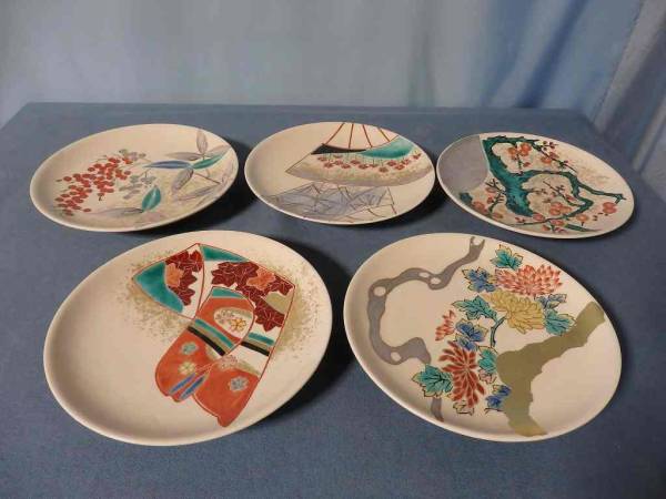 九谷焼　梅山窯　銘々皿 翔＞ ◇ 九谷の名工 ”梅山窯” 中村 梅山 絵変わり銘々皿 ◇(皿)｜売買