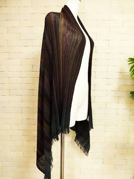 ☆美品 ヨーガンレール/シルク混ストライプ柄ニットストールp313