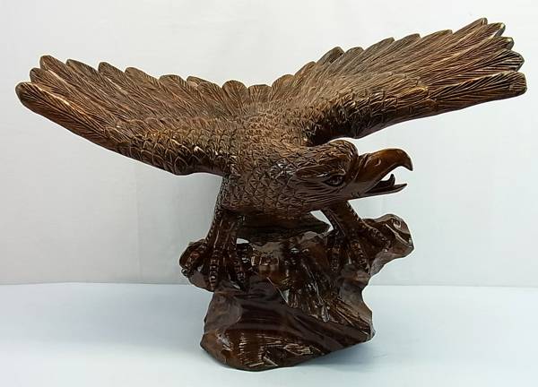 一刀彫 鷲?鷹?の置物 W680mm】木彫り イーグル 鳥 インテリア オブジェ