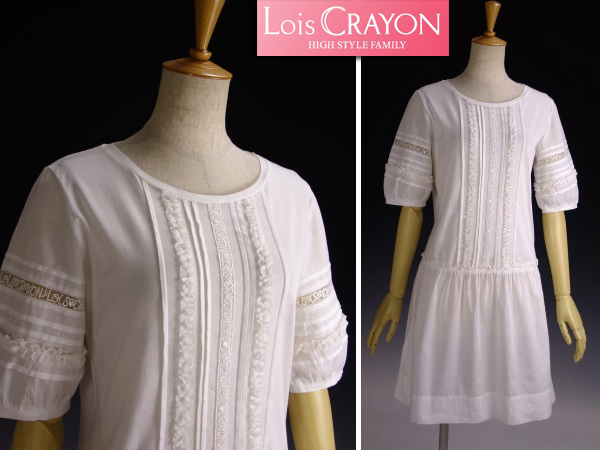 ロイスクレヨン/白レースコットンワンピース