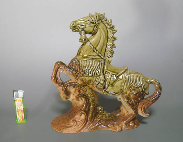 陶器市x 信楽焼 馬 置物 織部流 伝統工芸士 陶仙作 干支