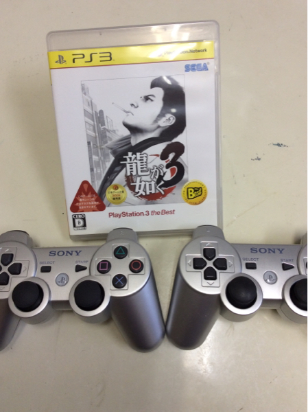 PS3コントローラーシルバー★2個セット&龍が如く3⑦